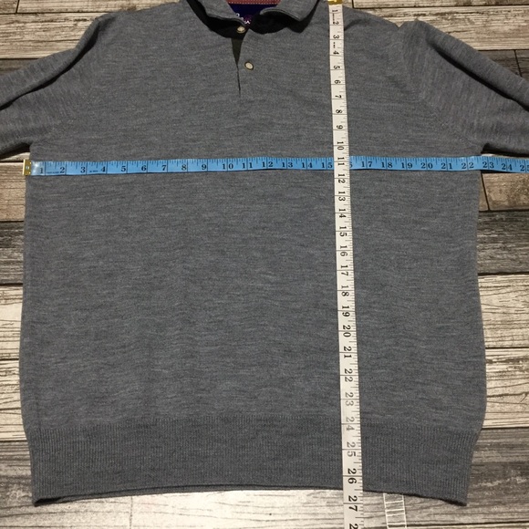 Robert Graham Wool Sweater Polo Men’s M Gray Pullover Collared - Picture 2 of 10